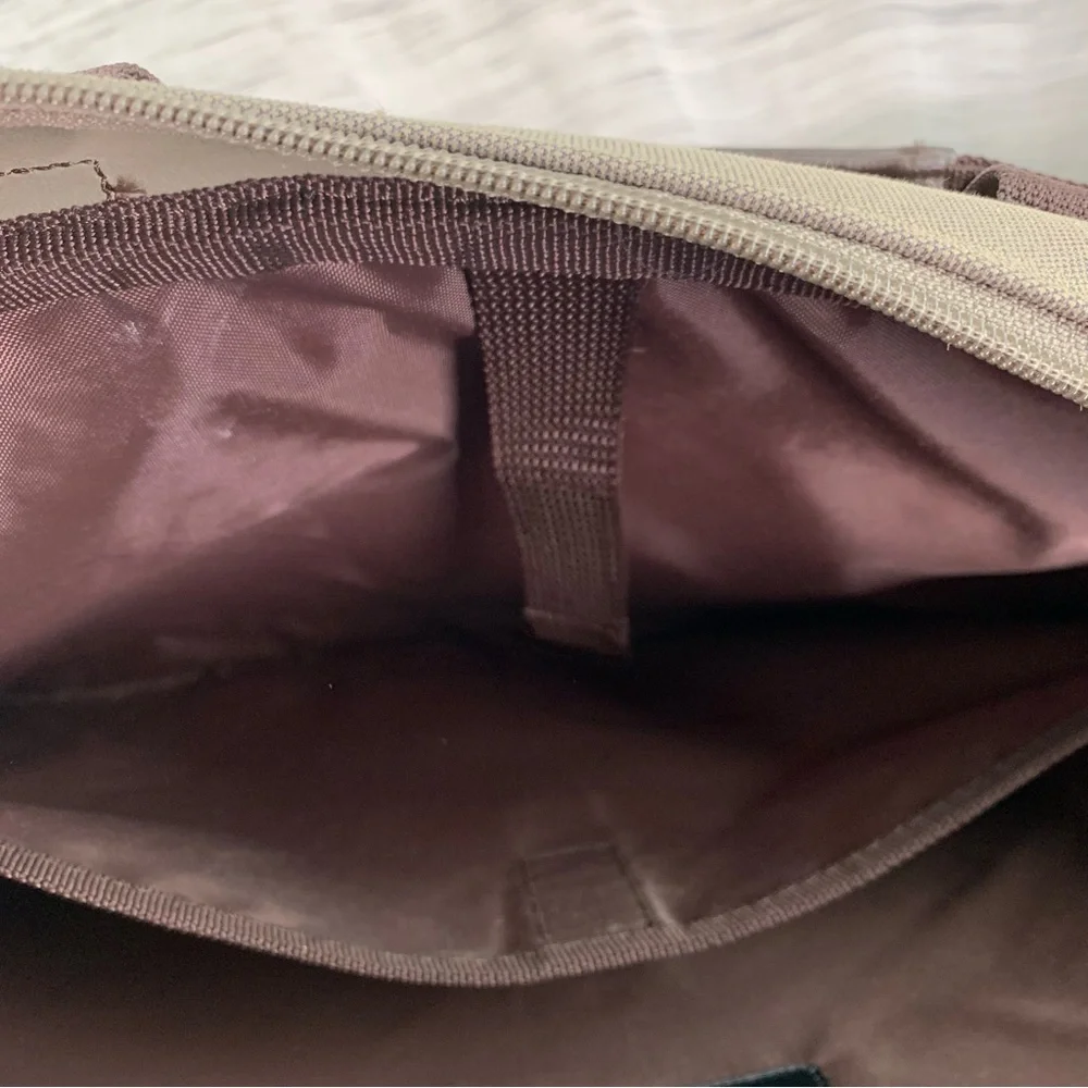 Golden Bell Tan and Brown Durable laptop bag with faux Leather Handle.